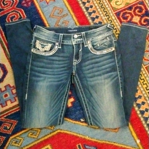 Vigoss Denim - 💖VIGOSS- The Chelsea Skinny Bling Pocket Thick Stitch Jeans Size 25